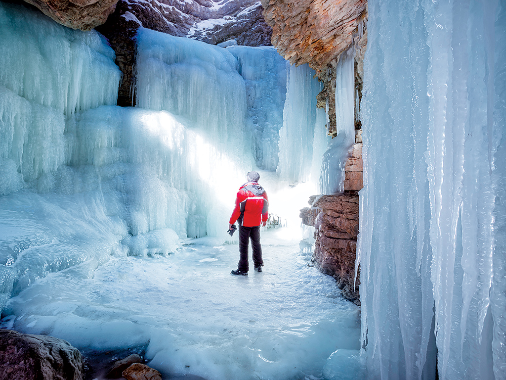 Frozen waterfall in Griz, Azerbaijan’s snowiest village