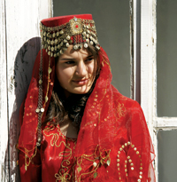 Azeri girl flaunts the traditional dress.