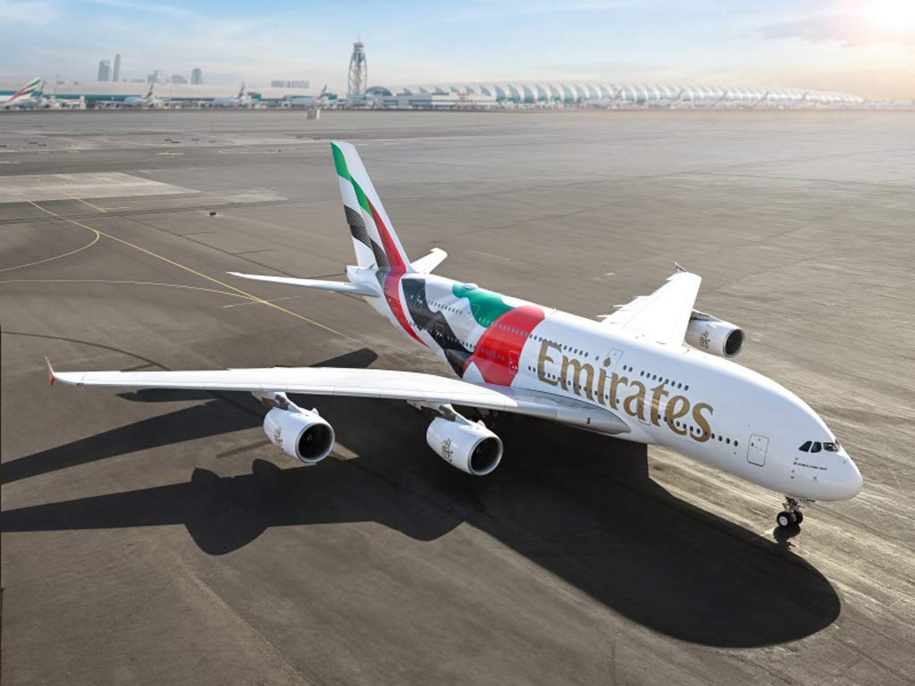 Emirates unveils UAE flag livery on A380 aircraft...
