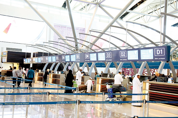 Check-in counters at the new Muscat International Airport